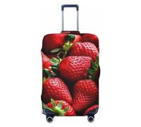 OPSREY Fresh Strawberries Print Luggage Cover Suitcase Cover Elastic Washable Suitcase Protector For 21-32 Inch, Black, L