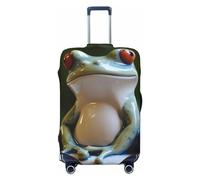 OPSREY Fun Porcelain Frog Print Luggage Cover Suitcase Cover Elastic Washable Suitcase Protector For 21-32 Inch, Black, L