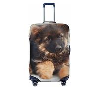 OPSREY German Shepherd Puppies Print Luggage Cover Suitcase Cover Elastic Washable Suitcase Protector For 21-32 Inch, Black, L