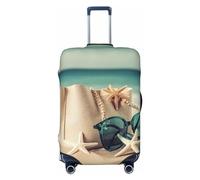OPSREY Handbag Sea Summer Starfish Sand Glasses Print Luggage Cover Suitcase Cover Elastic Washable Suitcase Protector For 21-32 Inch, Black, M
