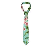 OPSREY Hawaiian Tropical Leaves Flowers Print Men'S Tie Necktie Fashion Causal Classic Skinny Tie For Wedding Dinner Party, Black, One Size
