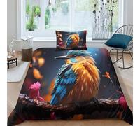 OPSREY Kingfisher Colorful Comforter Cover Hidden Zipper Sparrows Duvet Cover Set with Pillowcases Bedding Set Soft Microfiber Quilt Cover Set Various Sizes for Kids Adults Single（135x200cm）