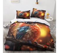 OPSREY Kingfisher Washable Bedding Set Hidden Zipper Duvet Cover Set with Pillowcases Sparrows Quilt Cover Set Soft Microfiber Comforter Cover Various Sizes for Kids Adults Double（200x200cm）