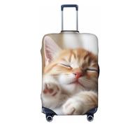 OPSREY Kitten Sleeps Print Luggage Cover Suitcase Cover Elastic Washable Suitcase Protector For 21-32 Inch, Black, XL