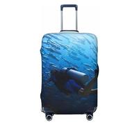 OPSREY Luggage Cover Elastic Suitcase Cover Personalized Double-Sided Diving Sport Print Luggage Cover Protector For 18-32 Inches, Black, XL