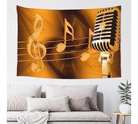 OPSREY Microphone With Music Notes Print Tapestry Wall Hanging Not Fade Easy To Install For Bedroom Living Room Dorm Home Decor Tapestry 60 X 40 Inches