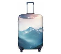 OPSREY Misty Mountain Print Luggage Cover Suitcase Cover Elastic Washable Suitcase Protector For 21-32 Inch, Black, M