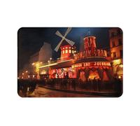 OPSREY Moulin Rouge Print Flannel Doormat Absorbent Non-Slip Floor Mat Welcome Door Mat Personalised Entry Way Mat Bath Rug For Outdoor Kitchen Bedroom 60 X 40 Cm