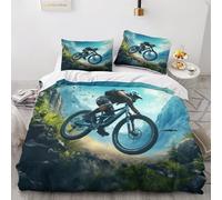 OPSREY Mountain bikes Race Finesse Contests Bedding Set Hidden Zipper Duvet Cover Set with Pillowcases Quilt Cover Set Sleeping Aid Comforter Cover Various Sizes for Kids Adults Double(200x200cm)