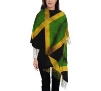 OPSREY Old Jamaican Flag printed Soft cashmere feel fringed scarf Shawl scarf tassel shawl scarf neck