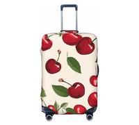 OPSREY Red Cherry Pattern Print Luggage Cover Suitcase Cover Elastic Washable Suitcase Protector For 21-32 Inch, Black, L