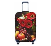 OPSREY Red Wine Strawberry Flowers Print Luggage Cover Suitcase Cover Elastic Washable Suitcase Protector For 21-32 Inch, Black, M