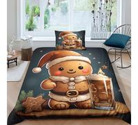 OPSREY Santa Claus Warmth Quilt Cover Set Hidden Zipper Duvet Cover Set with Pillowcases Christmas Bedding Set Soft Microfiber Comforter Cover Various Sizes for Kids Adults Single(135x200cm)