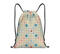 OPSREY Scrabble Board Print Drawstring Backpack Sackpack Waterproof Lightweight Bag Unisex For Sport Trave, Black, M, Travel Backpacks
