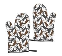 OPSREY Trotting Flat Coated Retrievers Paw printed Kitchen Oven Mitt Microwave gloves Pot Holder