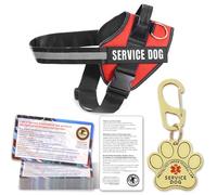 Opstin Service Dog Vest, ID Tag 50 ADA Information Cards, Service Dog Harness w Patch in Sizes X Small to XX Large, Metal Dog Tag has Ruggedized Clip, Service Animal Cards, ESA Accessory Set X-Small