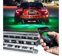 OPT7 Aura Pro Aluminum Underglow for Car Truck RV, Bluetooth APP Exterior Underbody Lighting Kit, Multi-Color n Mode, Waterproof, Soundsync, Door Assist, iOS/Android Enable, Universal Fit, 4pc LED Bar