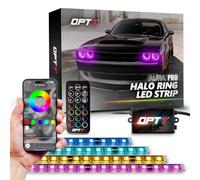 OPT7 Aura Pro Halo Light DRL for 08-23 Dodge Challenger, Bluetooth RGB Full Color Spectrum Demon Eye, Angel Eye Kit, Easy Installation, App Enabled iOS & Android