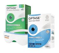 Optase Heat & Cleanse Kit For Dry Eyes, Blepharitis, MGD & Styes - Includes Reusable Moist Heat Eye Mask with Hydrobeads & 30 Tea Tree Oil Eyelid Cleansing Wipes.