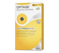 Optase Manuka Oil Eyelid Wipes - Effective Cleansing with Antibacterial Action - Preservative Free - 30 Biodegradable Eye Wipes - Cleans, Soothes, and Hydrates Sensitive Eyelids