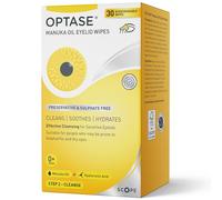 Optase Manuka Oil Eyelid Wipes - Effective Cleansing with Antibacterial Action - Preservative Free - 30 Biodegradable Wipes - Cleans, Soothes, and Hydrates Sensitive Eyelids