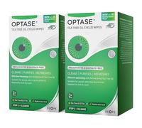 Optase Tea Tree Oil Eyelid Wipes - Cleanses, Purifies, and Refreshes Eyelids - Preservative Free - Biodegradable Eye Wipes - Effective Cleansing with Antibacterial Tea Tree Oil - 2x30 Pack