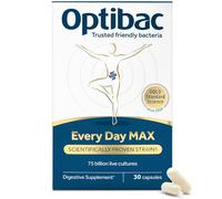 Optibac Every Day MAX - Premium Vegan Digestive Supplement with 75 Billion Bacterial Cultures - Most Researched Lactobacillus Acidophilus - 30 Capsules