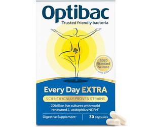 Optibac Probiotics Every Day Extra - Advanced Digestive Probiotic Supplement - Most Researched Lactobacillus Acidophilus - 30 Vegan Capsules