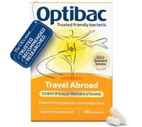 Optibac Travel Abroad - Vegan Digestive Supplement for Travel - 20 Capsules