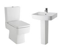 Compact Semi Flush to Wall Toilet Cistern Seat Basin Full Pedestal Balterley White One Size