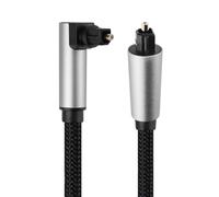 Optical Cable for Soundbar to TV 90 Degree Fiber Optic Cable 1.5m Digital Optical Audio Cable S/PDIF Toslink for Home Theater Soundbar Gaming Console Speaker Stereo System Gold-Plated Nylon Braided