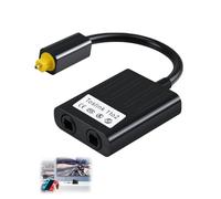 Optical Cable Splitter 1 in 2 out Dual Port Digital Audio Adapter Fiber Optic Splitter Switcher Selector TosLink Converter for HDTV, DVD, Power Amplifier, Soundbar, Television, Blu-ray Players,Speaker