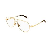 Bottega Veneta BV1302O 001 Unisex Optical frames Metal Gold Transparent Pilot