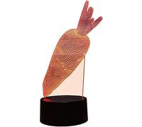 Optical Illusion 3D Carrot Lamp 7 Colour Changing LED Lamp Art Sculpture Lights Make Beautiful Gifts Amazing Desk Lamps for Children, USB Powered Light
