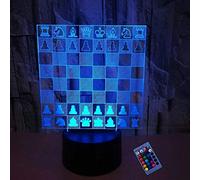 Optical Illusion 3D Chess Night Light 16 Colors Changing USB Power Remote Control Touch Switch Decor Lamp LED Table Desk Lamp