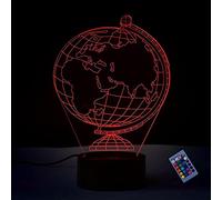 Optical Illusion 3D Globe Earth Night Light 16 Colors Changing Remote Control USB Power Touch Switch Decor Lamp LED Table Desk Lamp Brithday Children Kids Christmas Xmas Gift