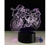 Optical Illusion 3D Motorcycle Night Light 16 Colors Changing USB Power Remote Control Touch Switch Decor Lamp LED Table Desk Lamp Brithday Children Kids Christmas Xmas Gift