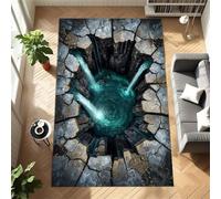 Optical Illusion Area Rug, 60x110cm 3D Realistic Ground Crack and Water Flow Design, Cool Rug for Boys' Rooms, Large Area Rugs for Living Rooms, Non-Slip, Washable, Fade-Resistant for Entryways
