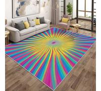 Optical Illusion Area Rugs for Living Room, Modern Abstract Line Rugs for Bedroom 80x120cm, Machine Washable Carpet, Non Slip Soft Low Pile Patterned Indoor Rug QAZ10