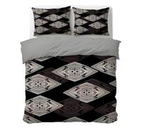 Optical Illusion Diamond Pattern King Size Duvet Cover Sets - 110g Microfiber Bedding Sets King Size Vintage Modern Reversible Quilt Cover Set 3 Pcs with Zipper Closure and 2 Pillowcases 50x75