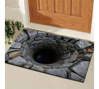 Optical Illusion Door Mat, 50x80cm Brick Bottomless Hole Area Rug, 3D Trap Optical Visual Illusion Rugs, Dog Gets Scared Of 3D Hole Carpet, Floor Carpet Mat Non Slip For Outdoor Entrance Entryway