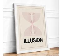 Optical Illusion Minimalist Framed Wall Art Print A1 (84.1×59.4cm) White, Wall Decor for Living Room, Bedroom, Office & Home, Ready to Hang, Art Gift