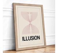 Optical Illusion Minimalist Framed Wall Art Print A3 (42×29.7cm) Oak, Wall Decor for Living Room, Bedroom, Office & Home, Ready to Hang, Art Gift