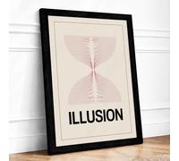 Optical Illusion Minimalist Framed Wall Art Print A4 (29.7×21cm) Black, Wall Decor for Living Room, Bedroom, Office & Home, Ready to Hang, Art Gift