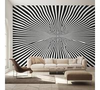 Optical Illusion Photo Wallpaper for Bedroom, Psychedelic Abstract Wall Mural for Living Room, Black and White Wallpaper 280x200 Nonwoven Wall Paper Home Decor W22