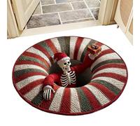 Optical Illusion Rug | 3D Mat Floor Christmas Decor,Skull Non-Slip Visual Door Carpet | for Kitchen Entryway Entrance Indoor Bathroom Bedroom Entryway Winter Farmhouse