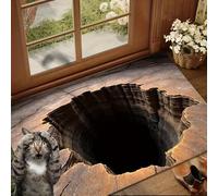 Optical Illusion Rug,3d Rug That Look Like A Hole,3d Trap Optical Visual Illusion Rugs Playroom Floor Carpet Mat For Living Room, Bathroom, Non-Slip (A,19.6 * 31in)