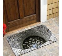 Optical Illusion Rug 3D Rugs Illusion Non Slip Optical Visual Illusions Rug Front Door Mat Washable 3D Trap Opticals Illusions Hole Carpet Rugs Floor Mat for Home Decor Front Door Entrance