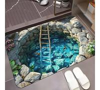 Optical Illusion Rug, 3D Rugs Optical Illusion Non-Slip Visual Trap Floor Mat for Indoor and Outdoor Use,Hole in the floor rug Rug Ideal for Doorway, Living Room, Bedroom and Porch Decor (K)