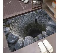 Optical Illusion Rug, 3D Rugs Optical Illusion Non-Slip Visual Trap Floor Mat for Indoor and Outdoor Use,Hole in the floor rug Rug Ideal for Doorway, Living Room, Bedroom and Porch Decor (S)